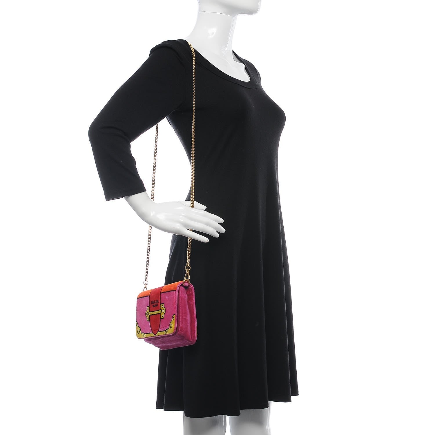 Prada Velluto Ricamo Cahier Belt Bag Fuxia 3 of 14