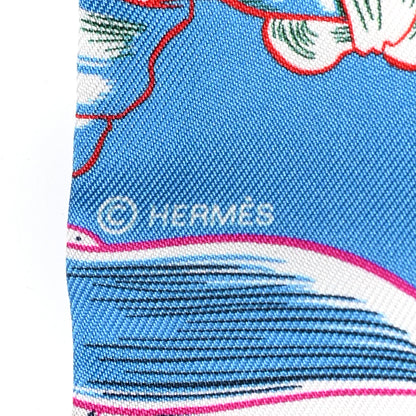 Hermes Silk Dress Code Twilly Bleu Azur White Rose 3 of 5