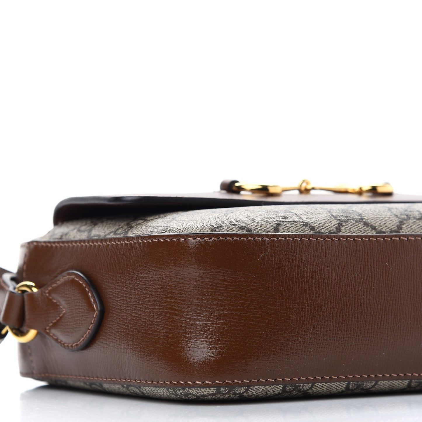 GG Supreme Monogram Small Horsebit 1955 Shoulder Bag Beige Brown Sugar