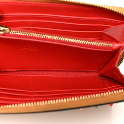 Christian Louboutin Calfskin Panettone Spiked Zip Around Wallet Yellow Multicolor 5 of 11