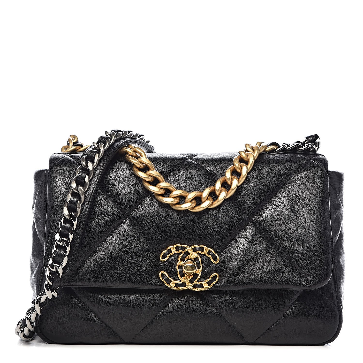 Chanel Lambskin Quilted Medium 19 Flap Black 1 of 12
