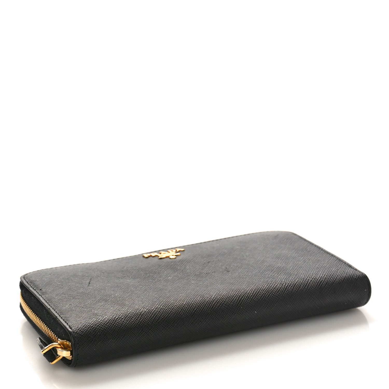 Prada Saffiano Metal Zip Around Wallet Black 4 of 8