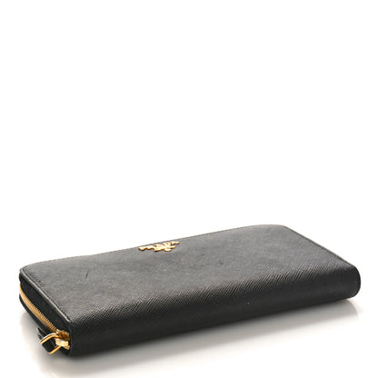 Prada Saffiano Metal Zip Around Wallet Black 4 of 8