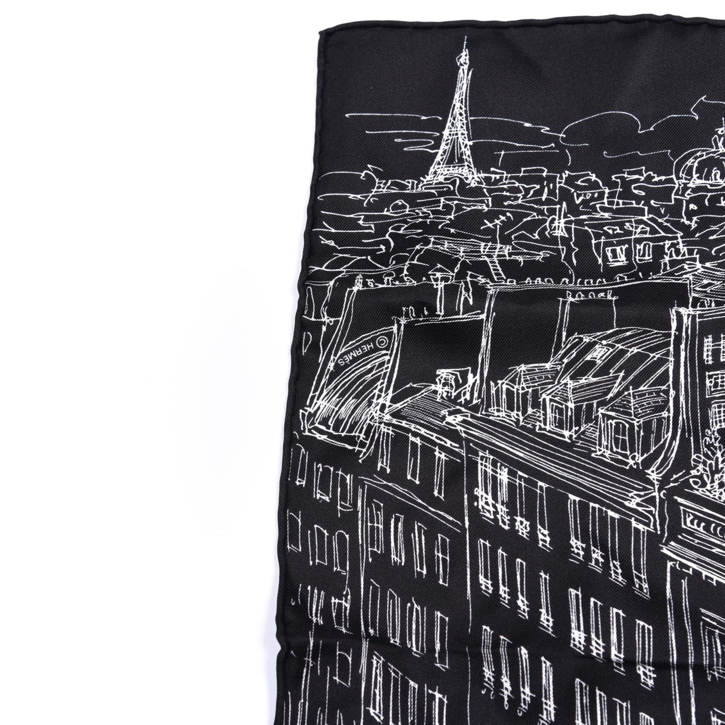Silk Un Jardin Sur Le Toit Pocket Square Black White