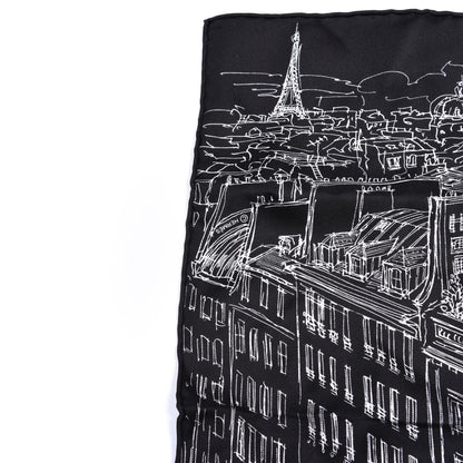 Hermes Silk Un Jardin Sur Le Toit Pocket Square Black White 3 of 6