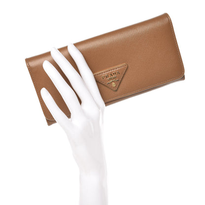 Prada Saffiano Continental Flap Wallet Caramel 2 of 12