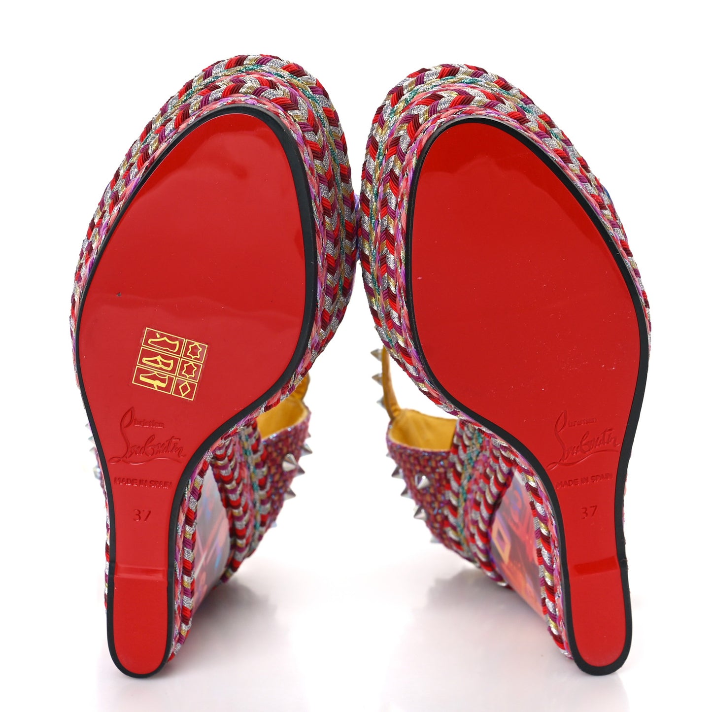 Nappa Lame Madmonica 120 Wedge Sandals 37 Lin Yellow Multicolor