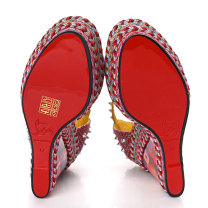 Christian Louboutin Nappa Lame Madmonica 120 Wedge Sandals 37 Lin Yellow Multicolor 6 of 10