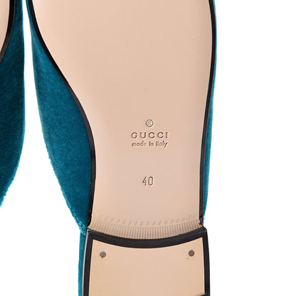Gucci Velvet Floral Embroidered Womens Princetown Slippers 40 Pavone 6 of 11
