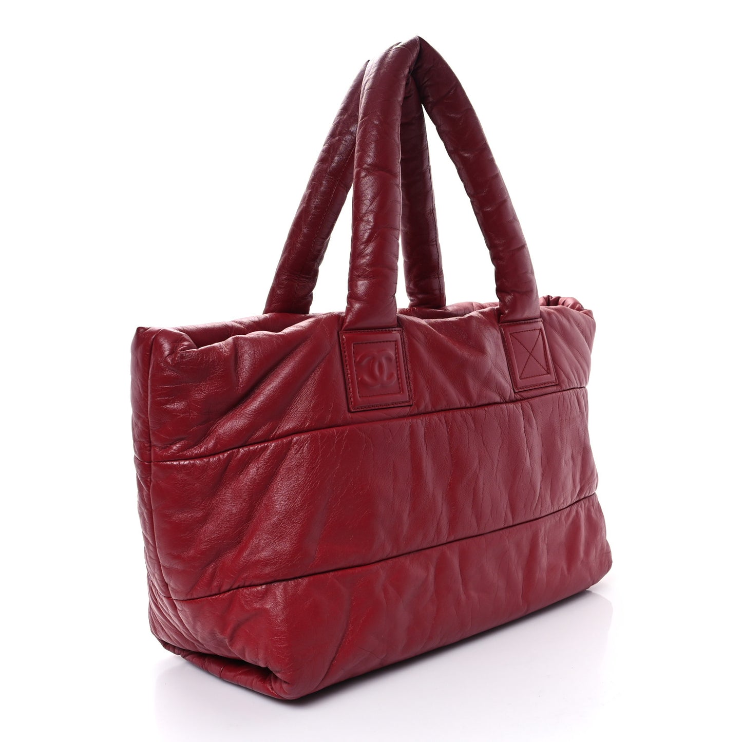 Lambskin Quilted Large Coco Cocoon Reversible Tote Red Red