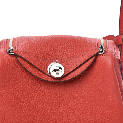 Hermes Taurillon Clemence Mini Lindy 20 Rouge Tomate 10 of 11
