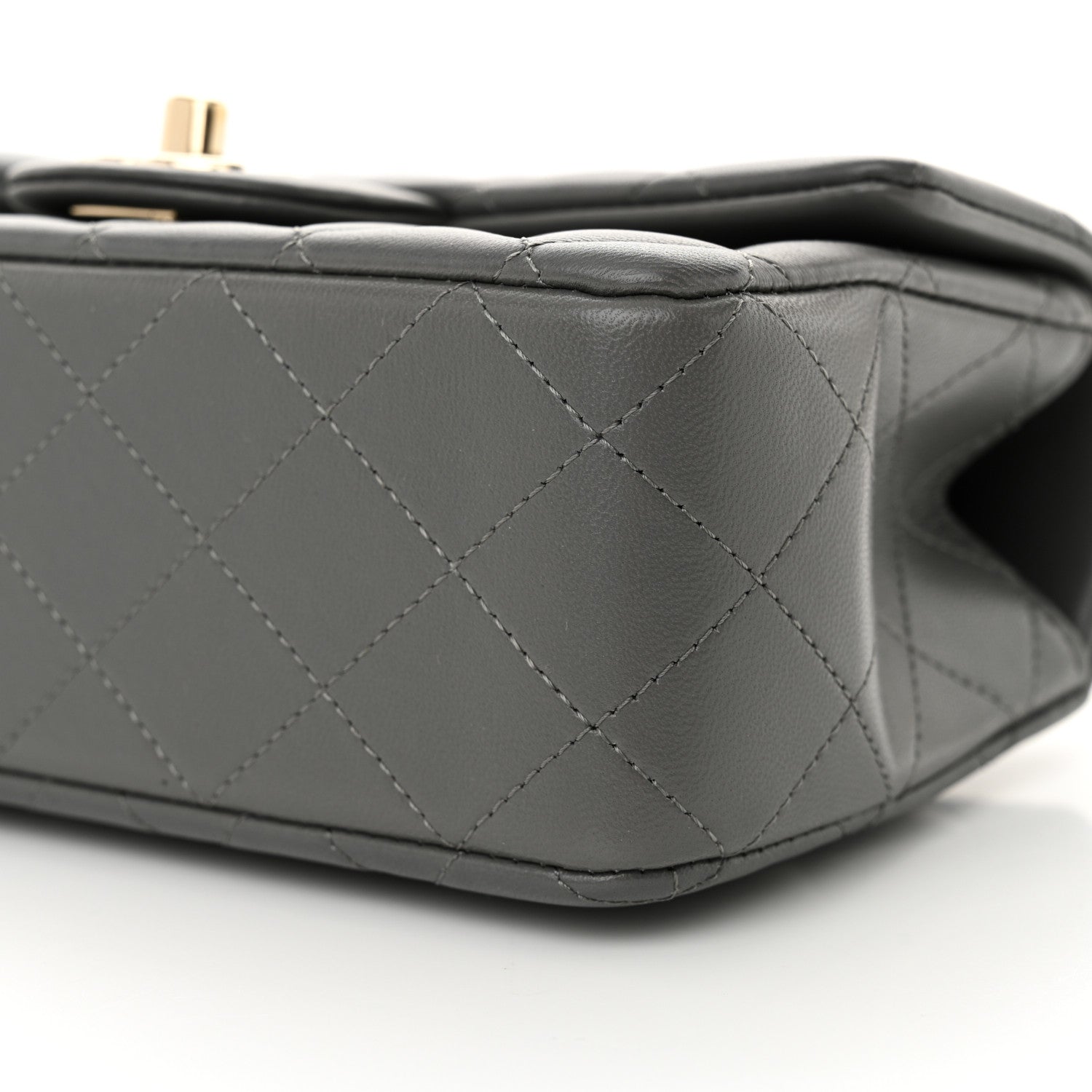 Chanel Lambskin Quilted Mini Top Handle Rectangular Flap Grey 10 of 11