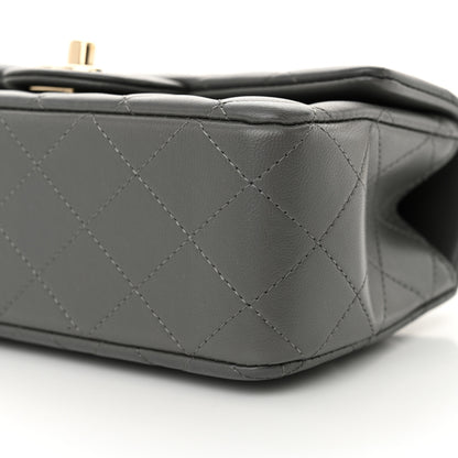 Chanel Lambskin Quilted Mini Top Handle Rectangular Flap Grey 10 of 11