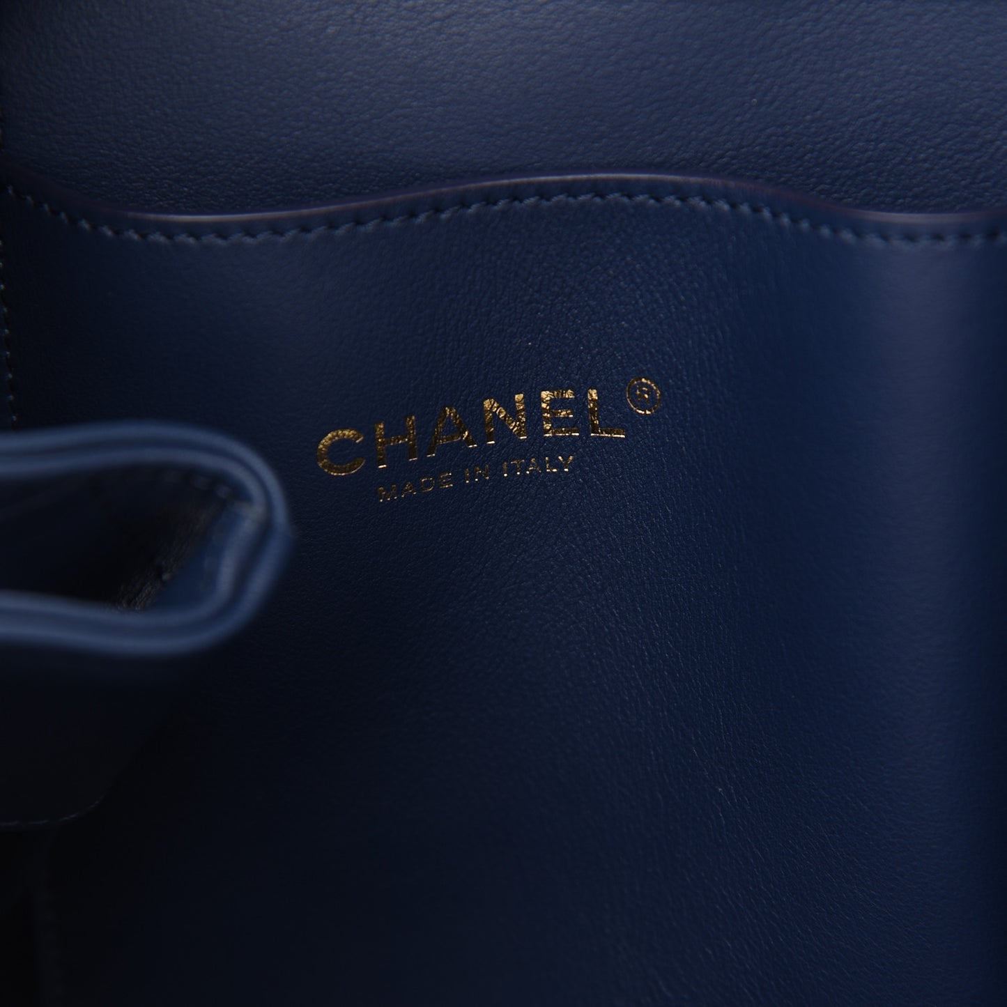 Calfskin Stitched Large Shopping Tote Blue