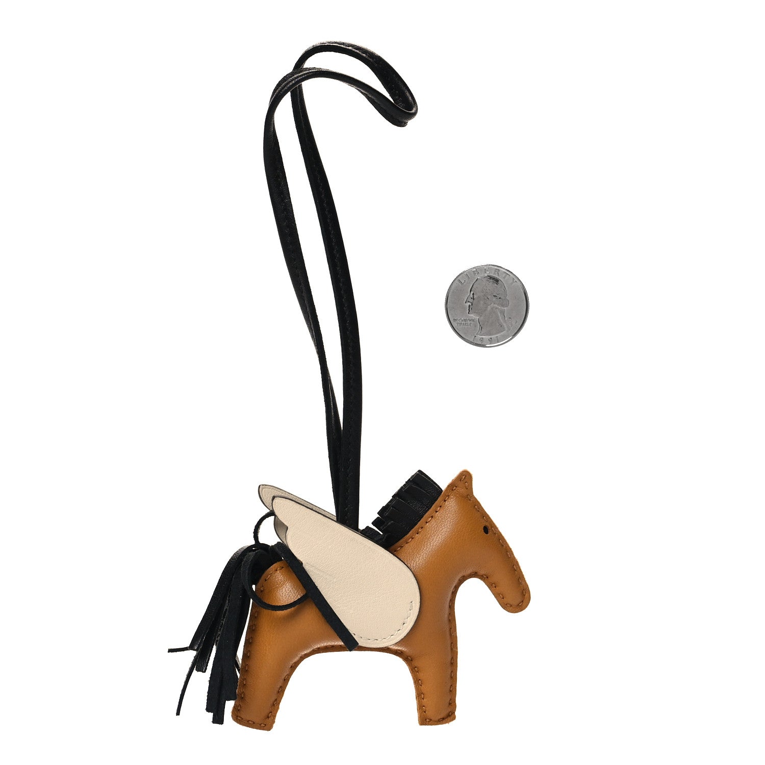 Hermes Milo Lambskin Grigri Rodeo Pegase Horse Bag Charm PM Sesame Black Nata 2 of 5