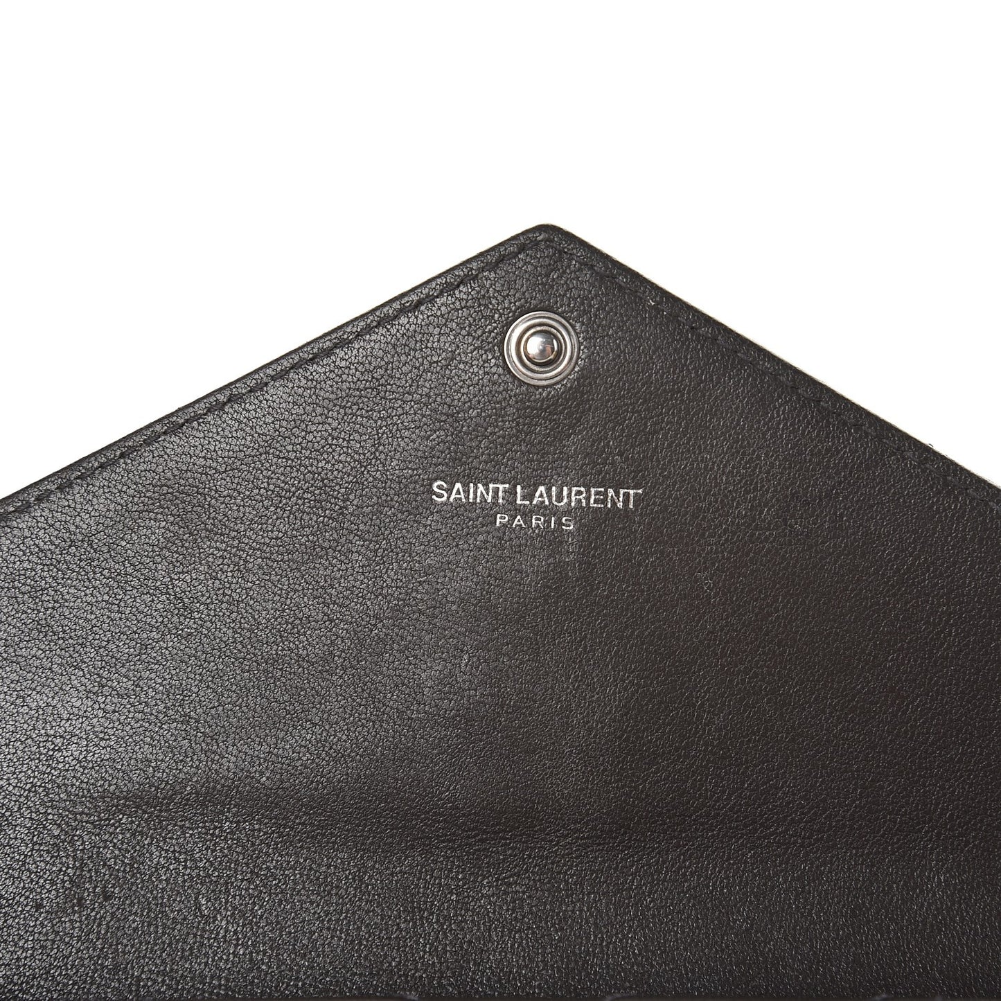 Lambskin Mixed Matelasse Quilted Large Monogram Envelope Wallet Coal