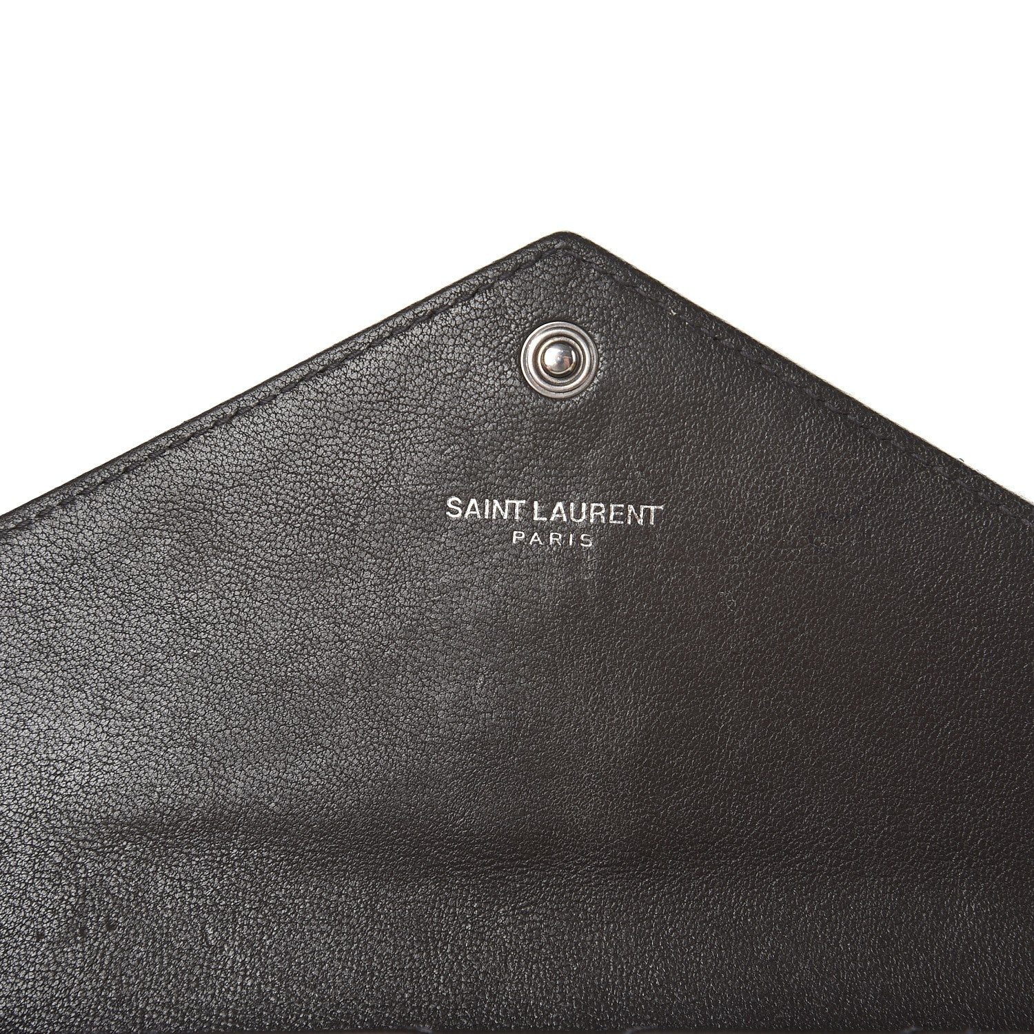 Saint Laurent Lambskin Mixed Matelasse Quilted Large Monogram Envelope Wallet Coal 6 of 8
