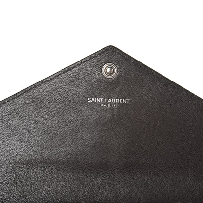 Saint Laurent Lambskin Mixed Matelasse Quilted Large Monogram Envelope Wallet Coal 6 of 8