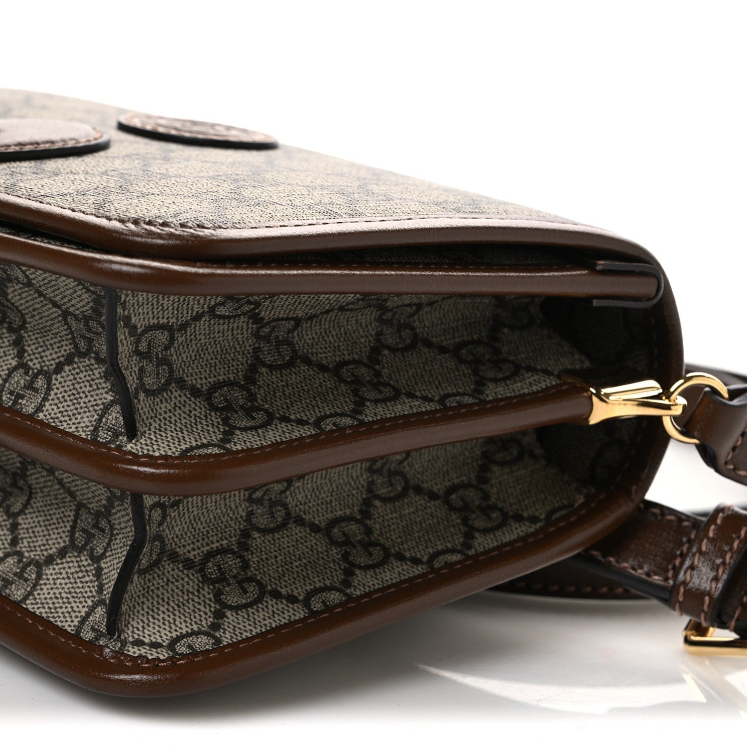 Gucci GG Supreme Monogram Azalea Calfskin Mini Retro Interlocking G Flap Shoulder Bag Beige Ebony Brown Sugar 11 of 11