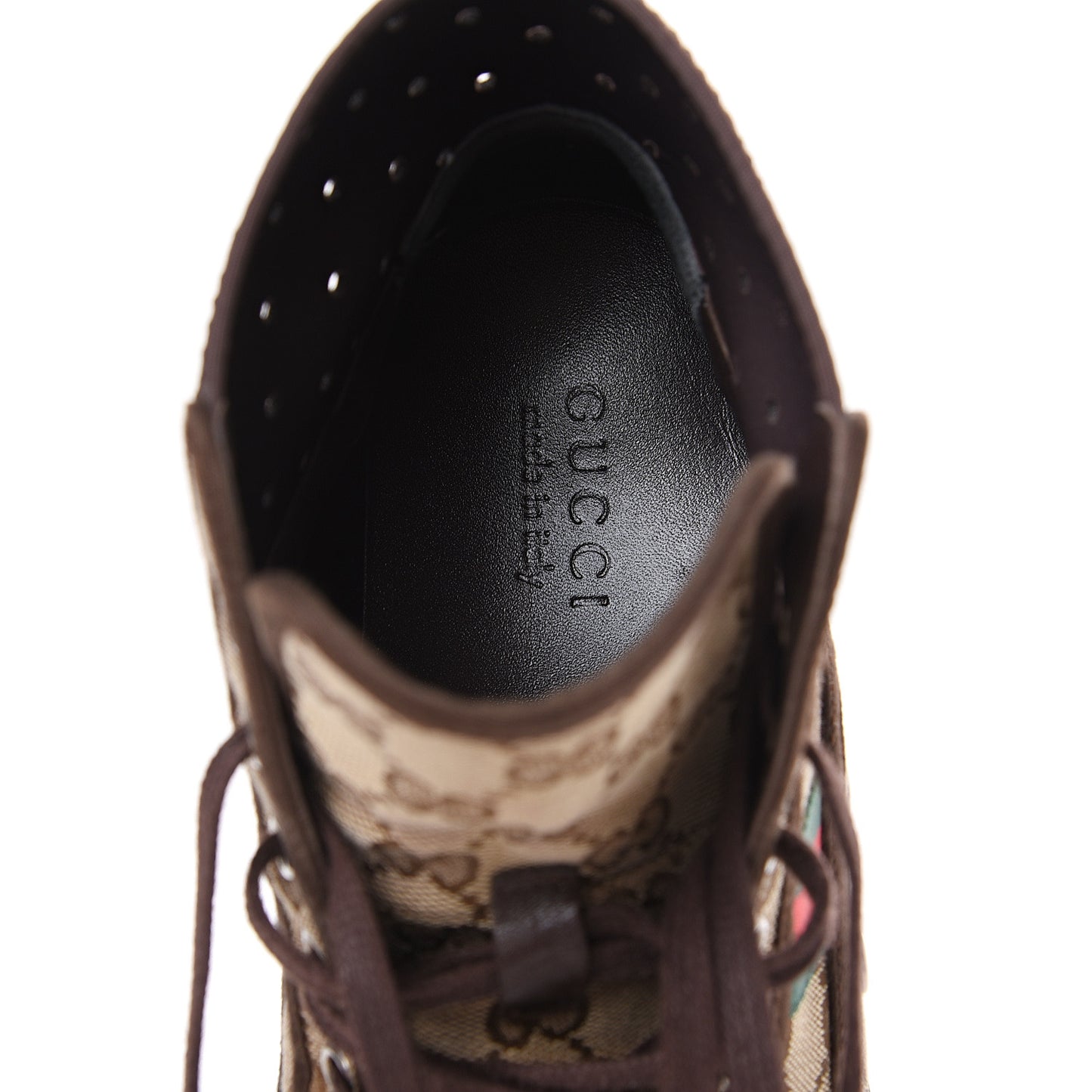 GG Monogram Web Mens High Top Sneakers 9 Brown