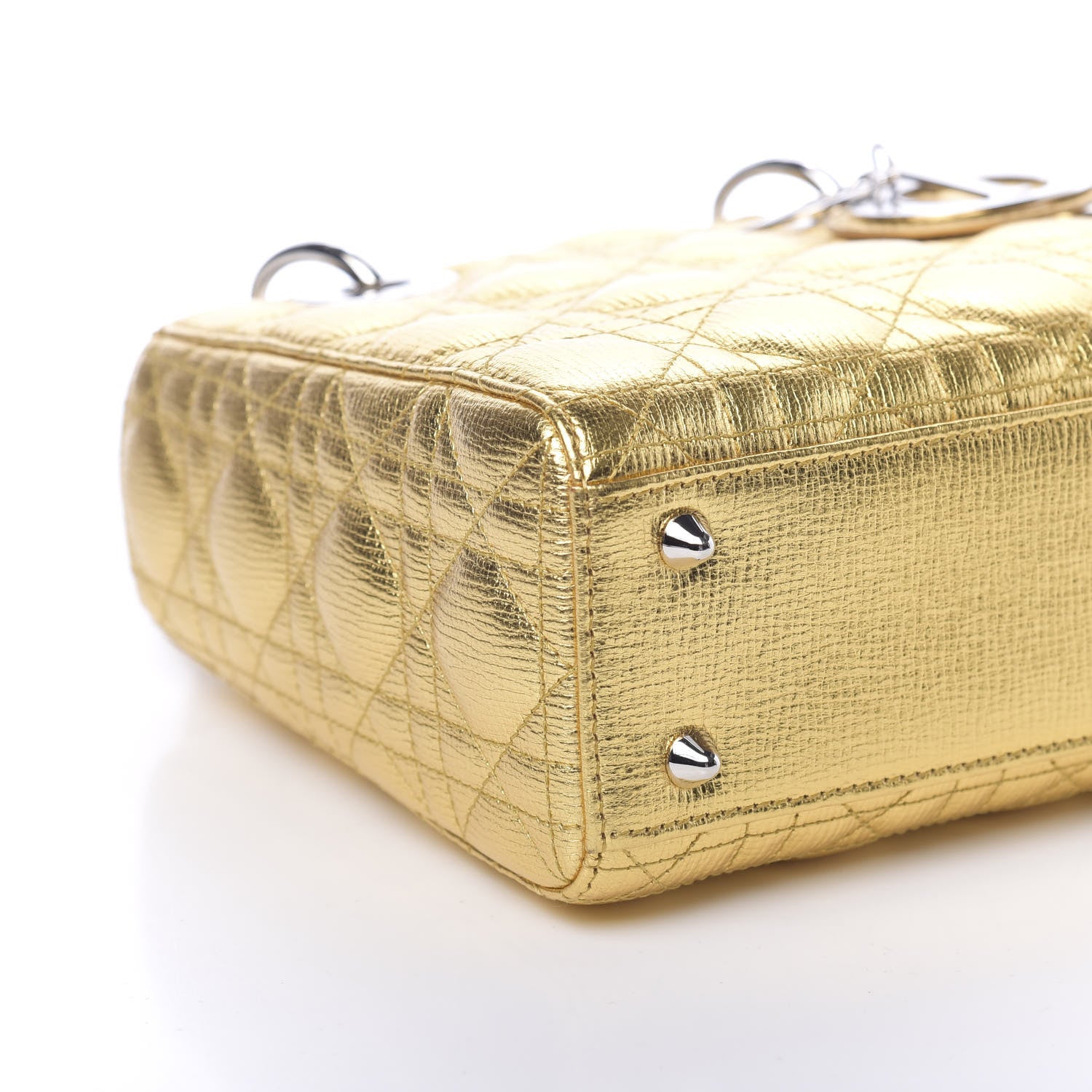 Christian Dior Metallic Grained Calfskin Cannage Small Lucky Badges My Lady Dior Gold 8 of 12