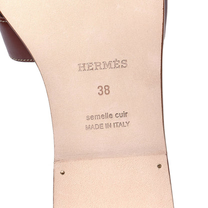 Hermes Box Calfskin Oran Sandals 38 Gold 9 of 9