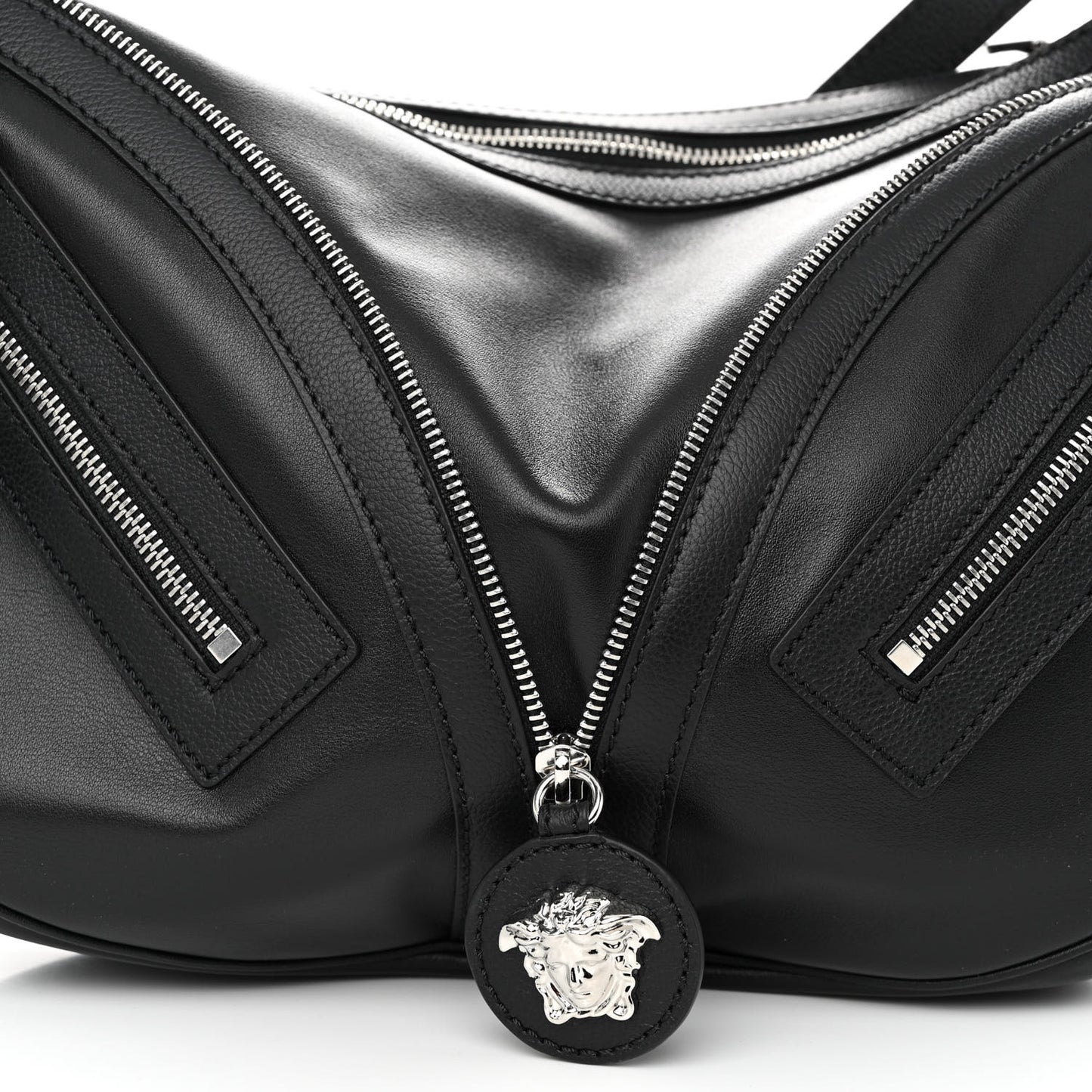 Calfskin Medium Repeat Zip Hobo Black