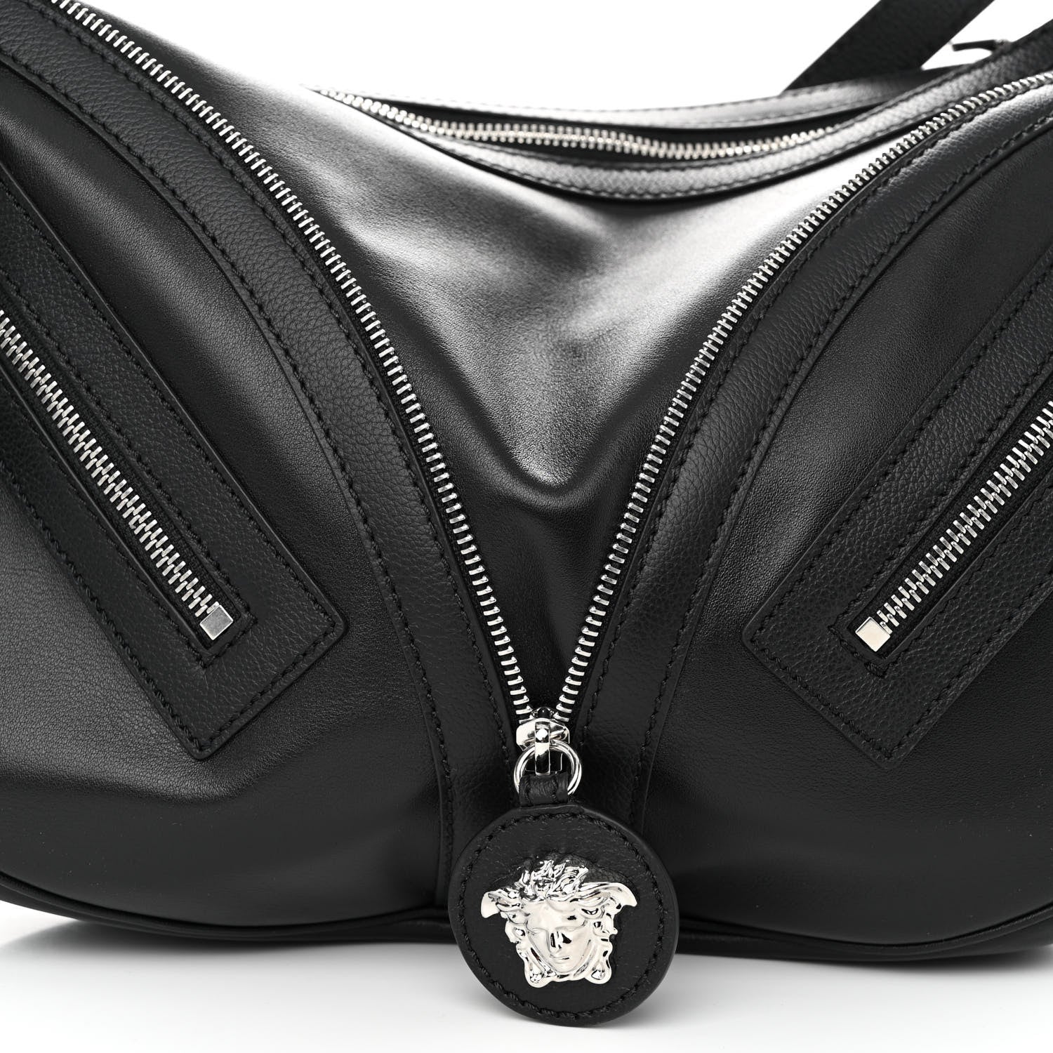 Versace Calfskin Medium Repeat Zip Hobo Black 7 of 9