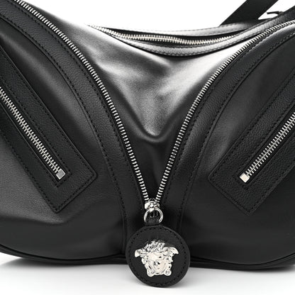 Versace Calfskin Medium Repeat Zip Hobo Black 7 of 9