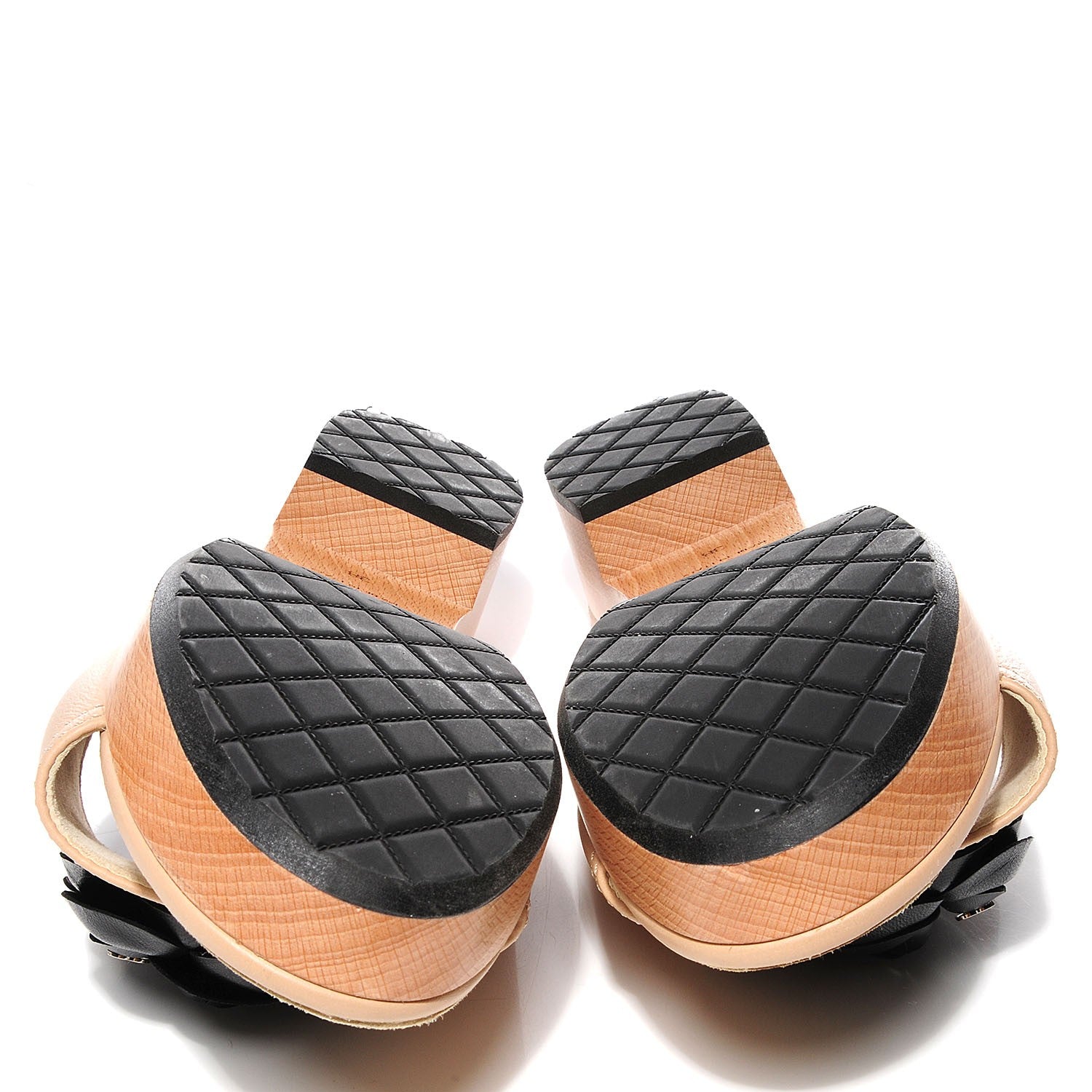 Chanel Leather Camellia Mules 38 Beige Black 5 of 8