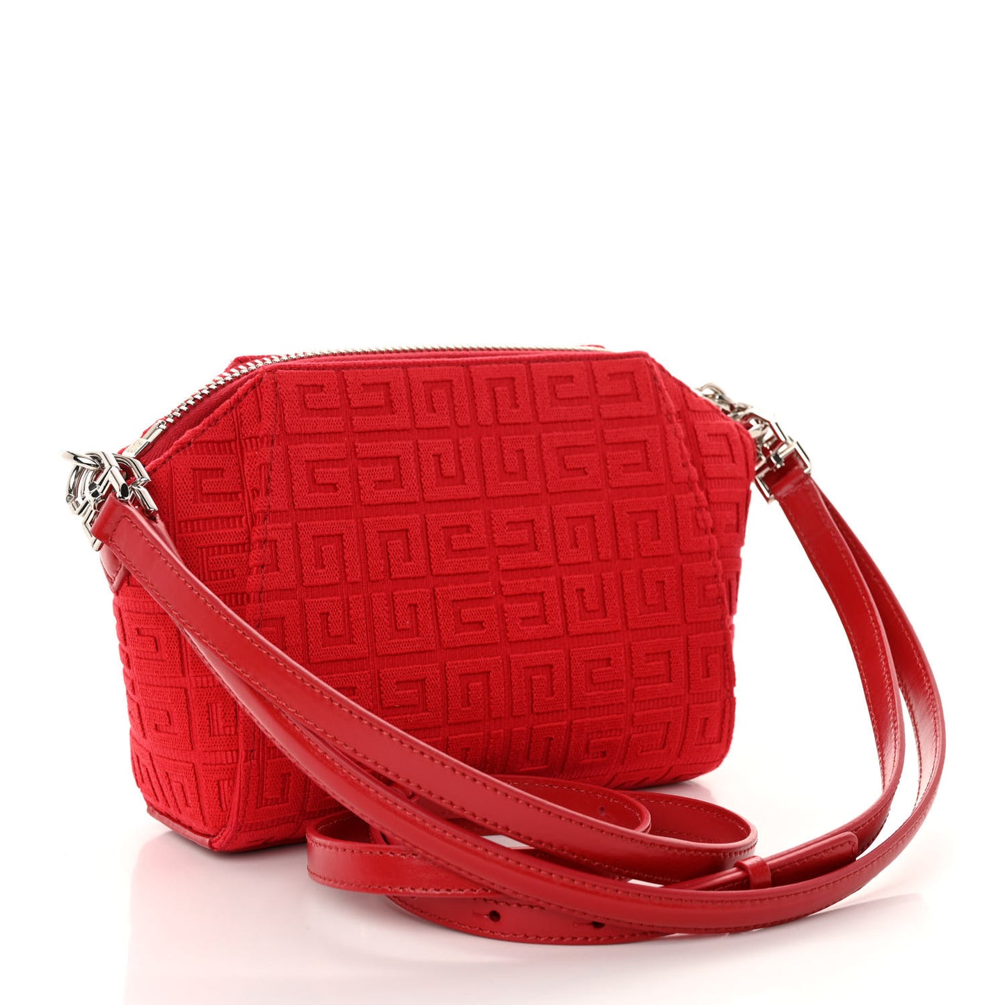 Calfskin Jacquard Fabric 4G Antigona Crossbody Red