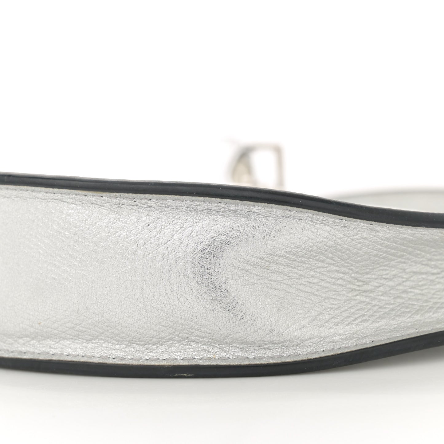 Metallic Grainy Calfskin Mini Vlogo Hobo Bag Silver