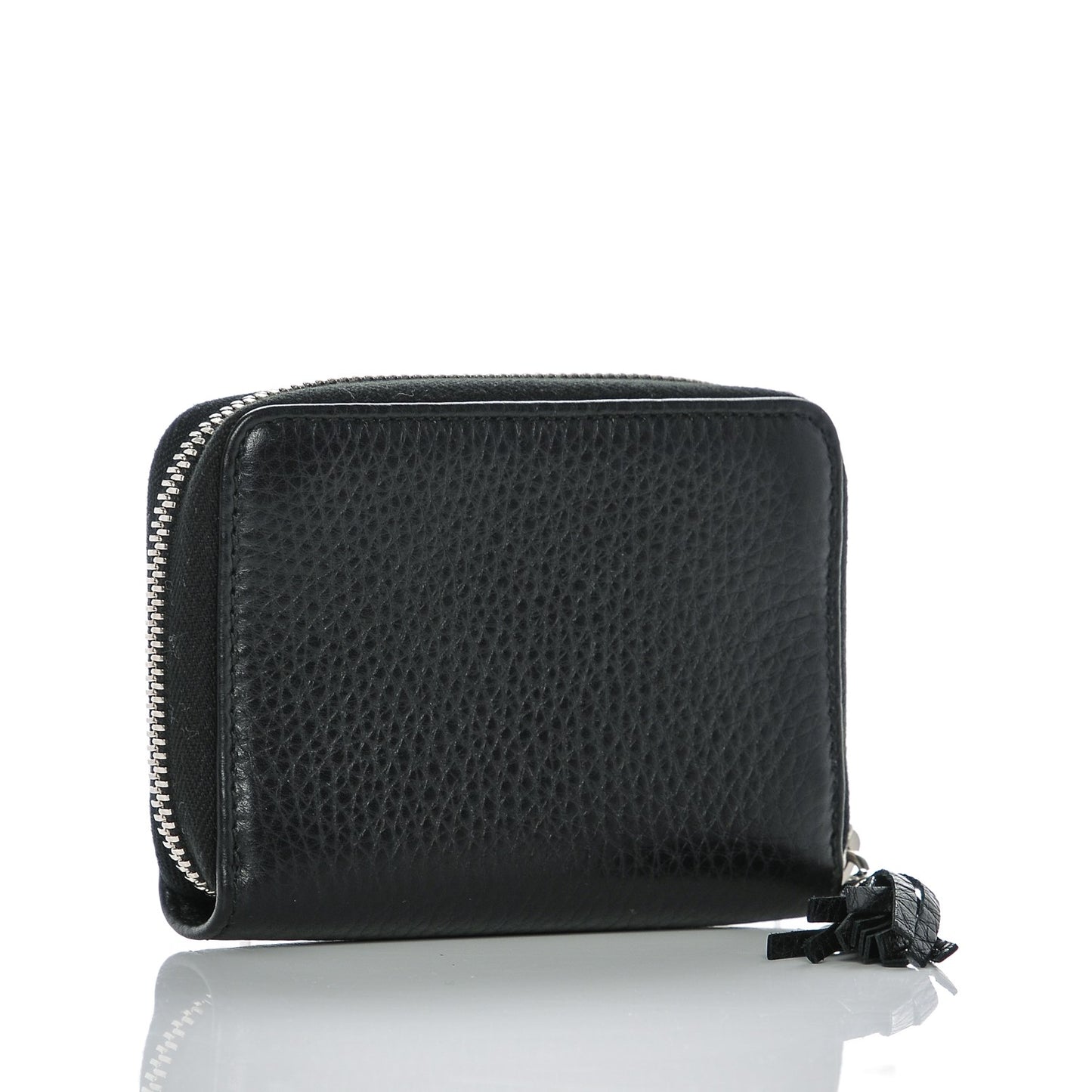 Pebbled Calfskin Studded Soho Compact Disco Zip Around Wallet Black