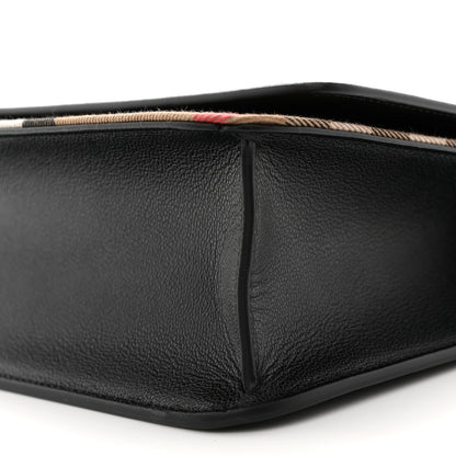 Burberry Derby Calfskin House Check Mackford Crossbody Bag Black 9 of 10