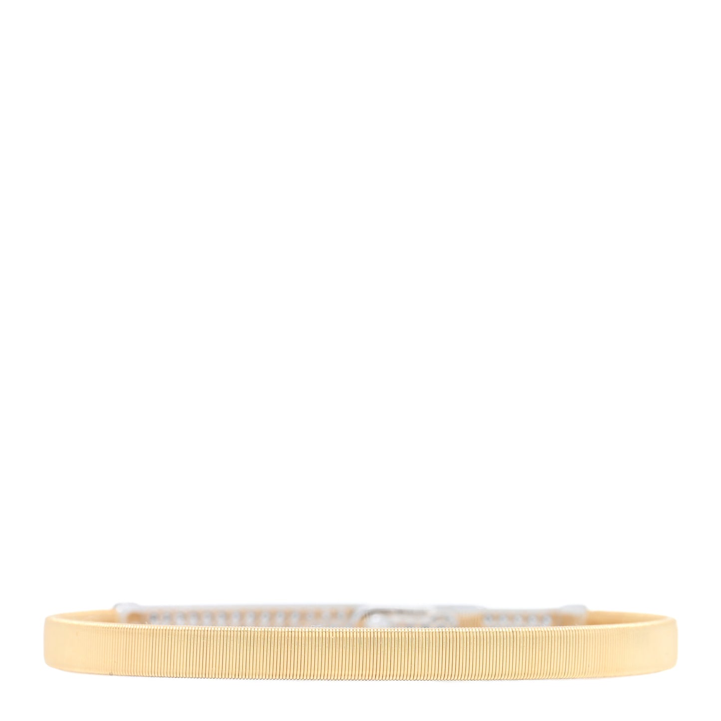 18K Yellow White Gold Diamond Thin Coil Pave Bangle Bracelet