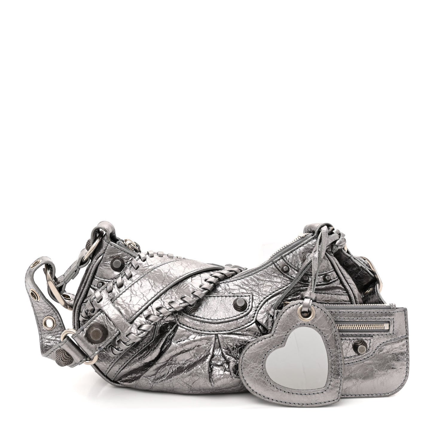 Metallic Agneau Arena Le Cagole Shoulder Bag XS Silver