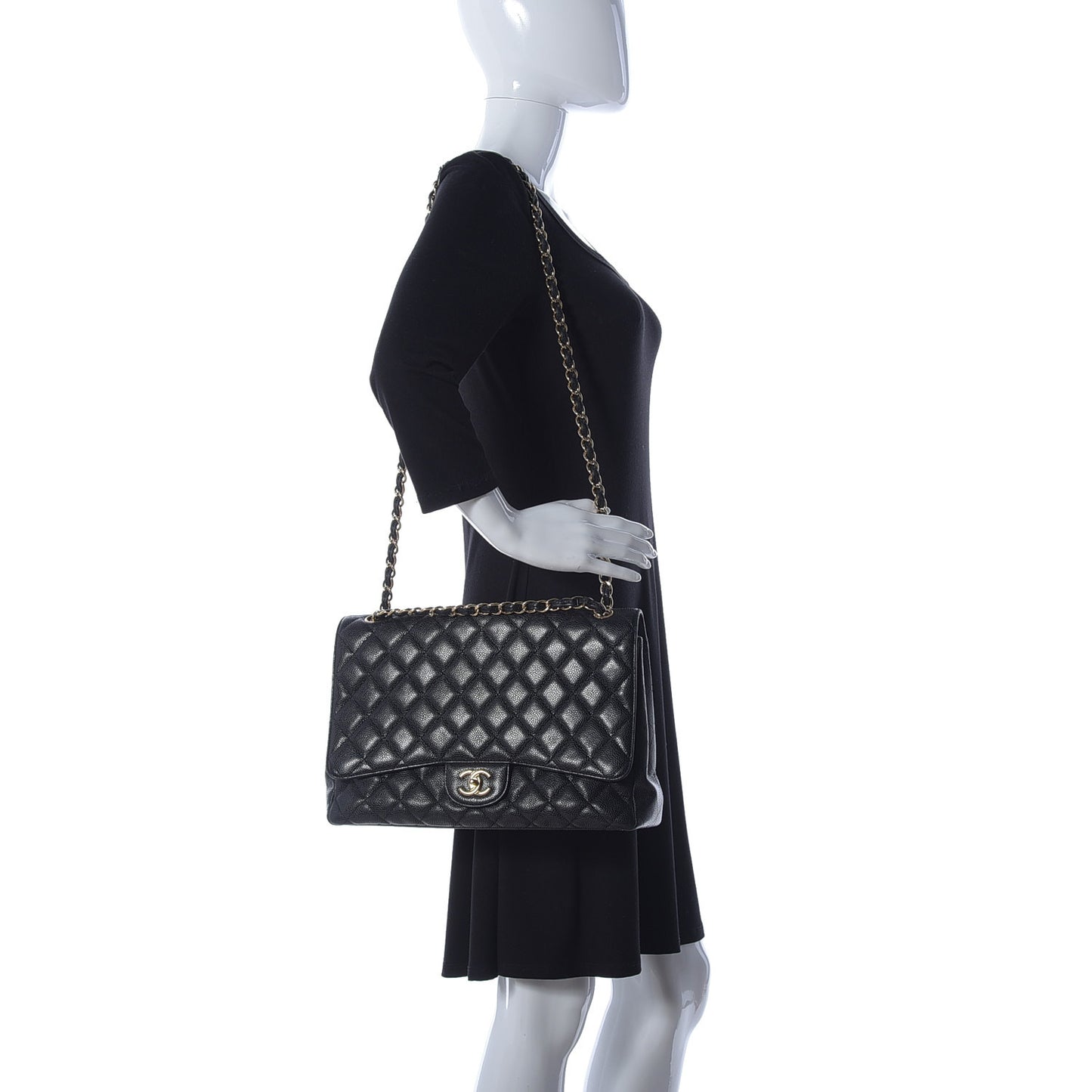 Caviar Quilted Maxi Single Flap Black