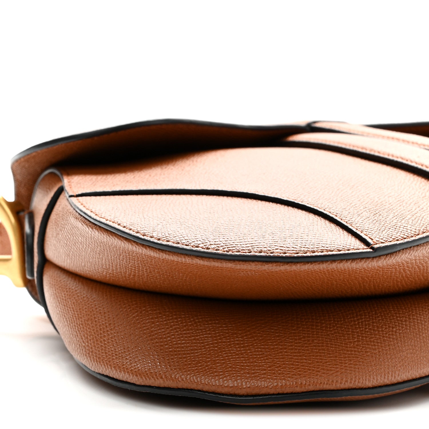 Christian Dior Grained Calfskin Saddle Bag With Strap Golden Saddle 9 of 10