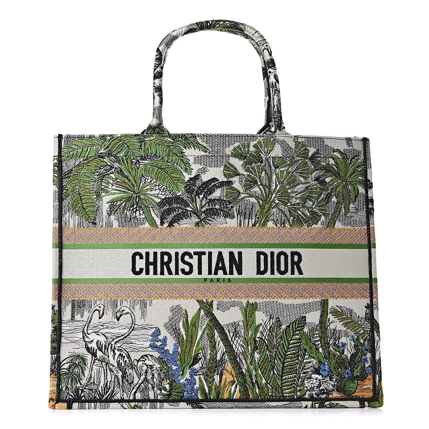 Christian Dior Canvas Embroidered Toile De Jouy Tropicalia Book Tote Green 1 of 9