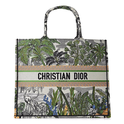 Christian Dior Canvas Embroidered Toile De Jouy Tropicalia Book Tote Green 1 of 9
