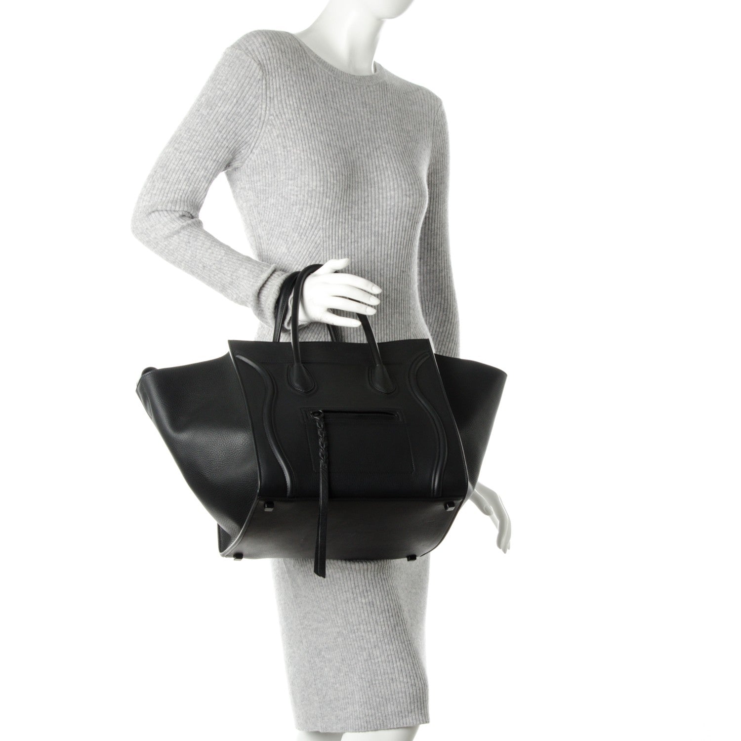Celine Supple Calfskin Medium Phantom Luggage Black 2 of 8
