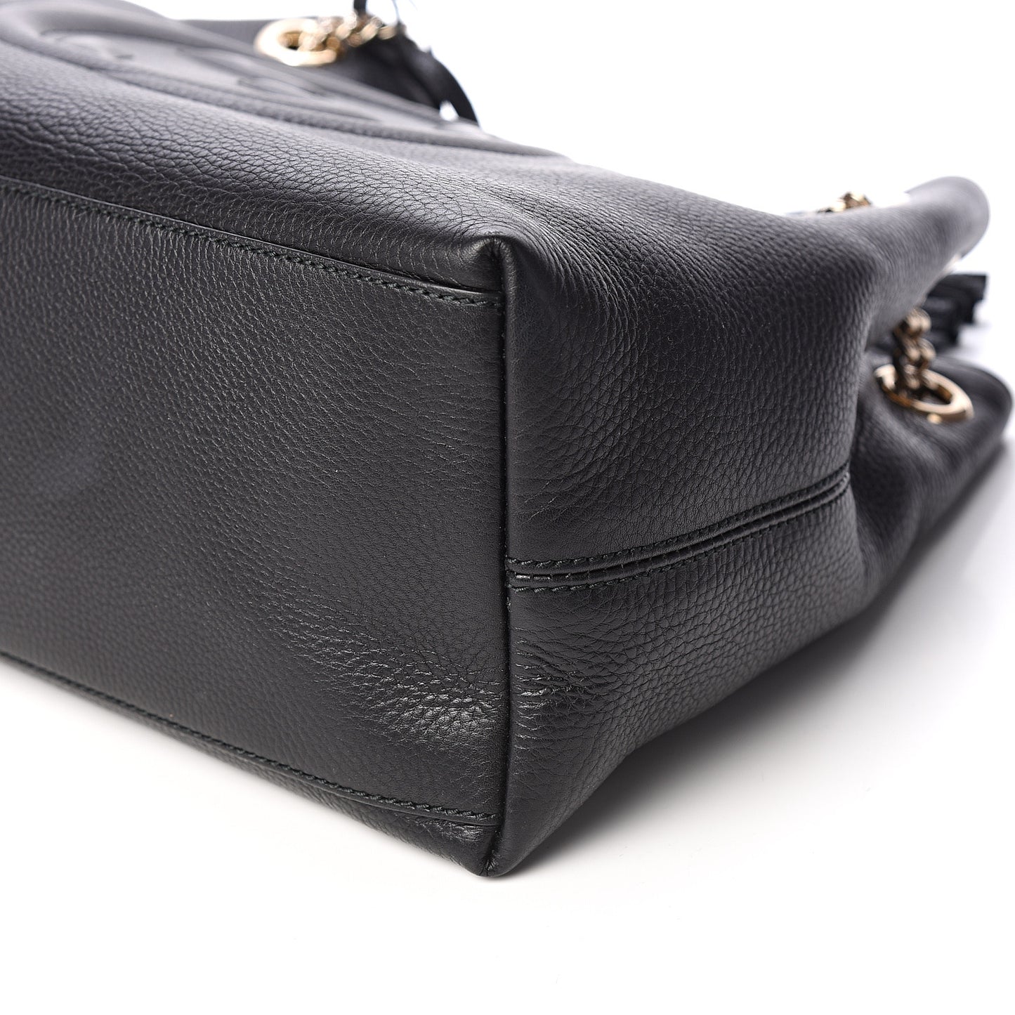 Pebbled Calfskin Medium Soho Chain Shoulder Bag Black