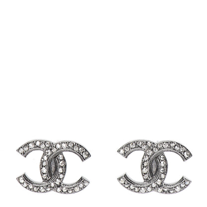 Chanel Crystal Timeless CC Earrings Silver 1 of 5