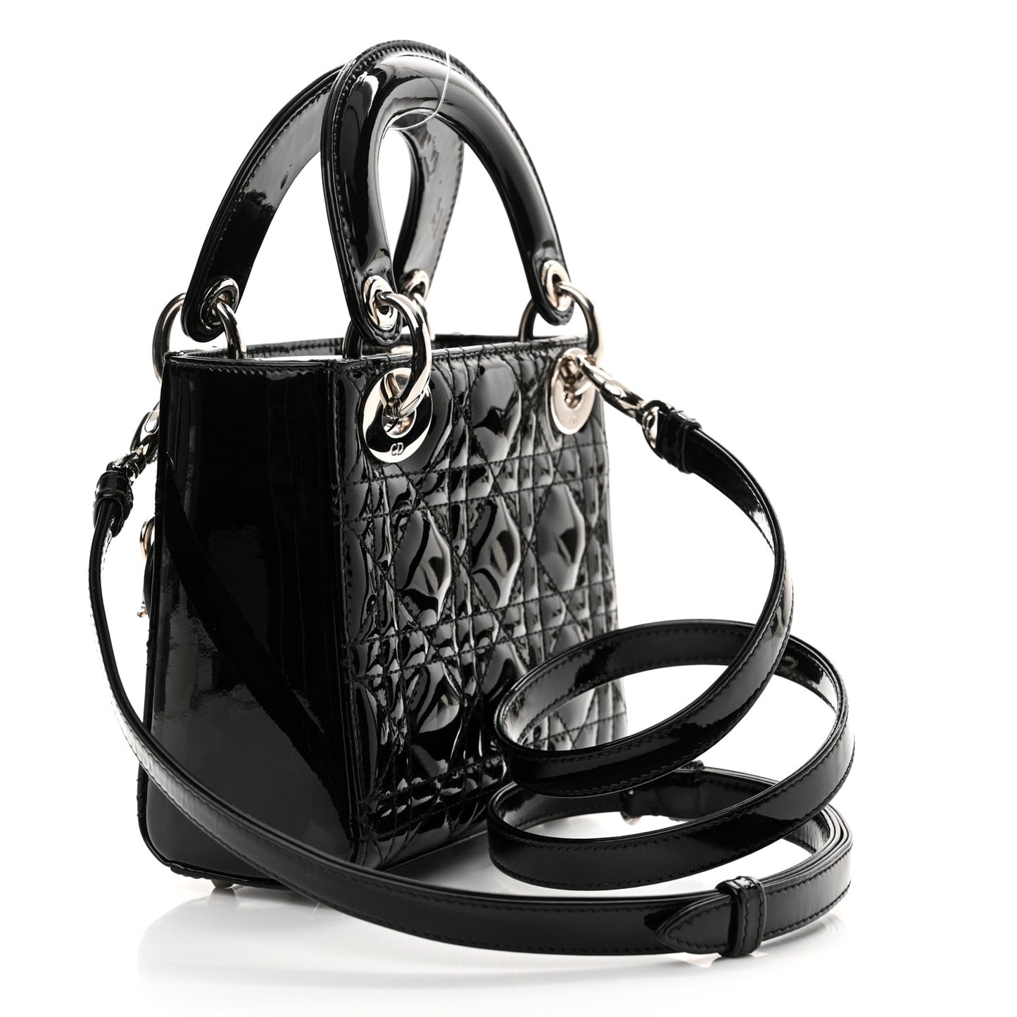 Patent Cannage Mini Lady Dior Black