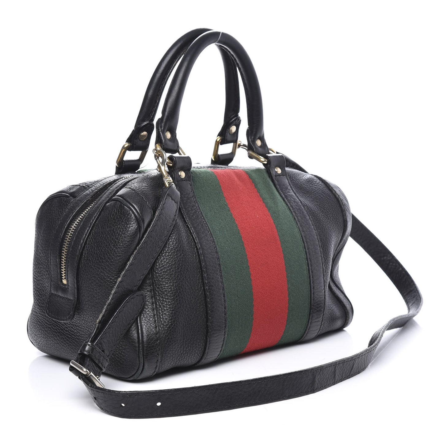 Calfskin Vintage Web Small Boston Black