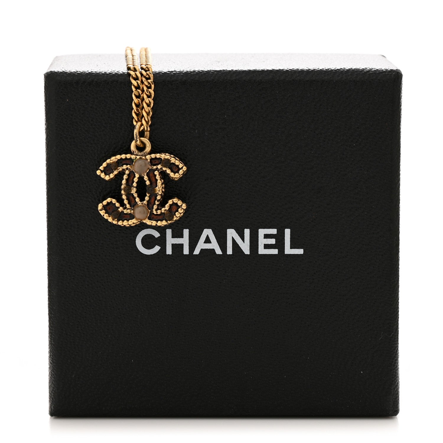 Chanel Resin CC Pendant Necklace Gold 7 of 7