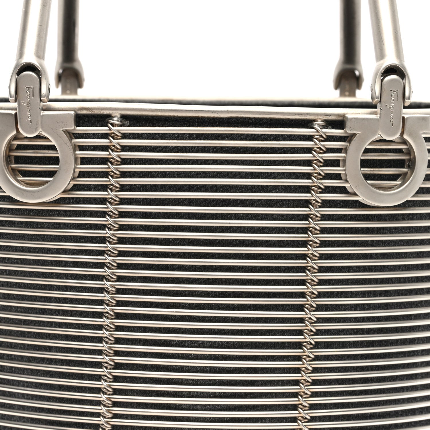 Salvatore Ferragamo Metal Cage Gancini Bucket Bag Silver 7 of 9