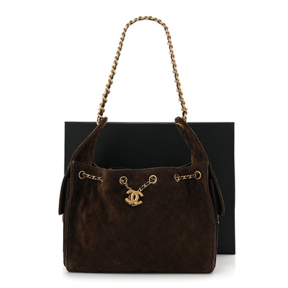 Chanel Suede Quilted Small Chanel 25 Handbag Dark Brown 11 of 11