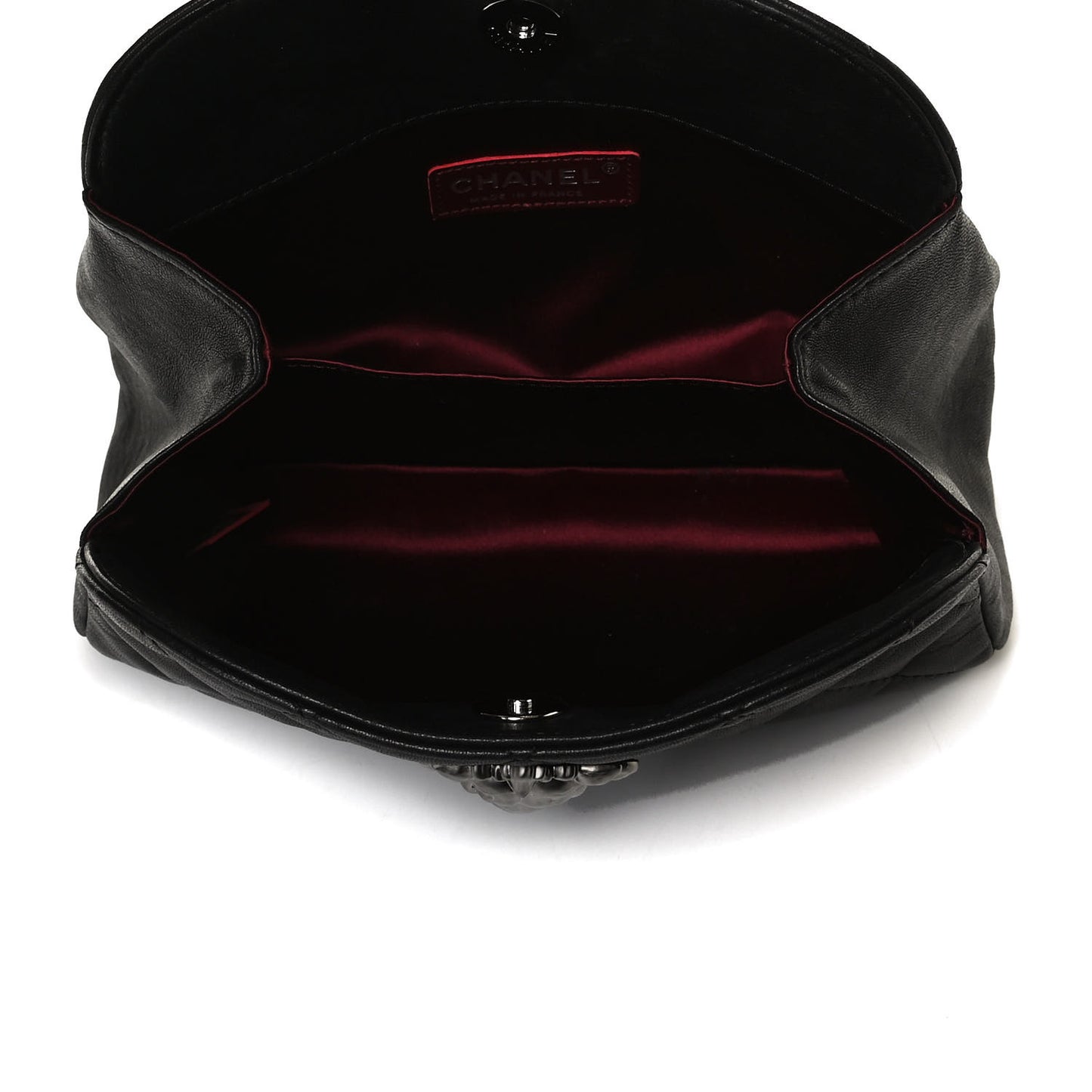 Aged Calfskin Quilted Leo Lion Clutch Black