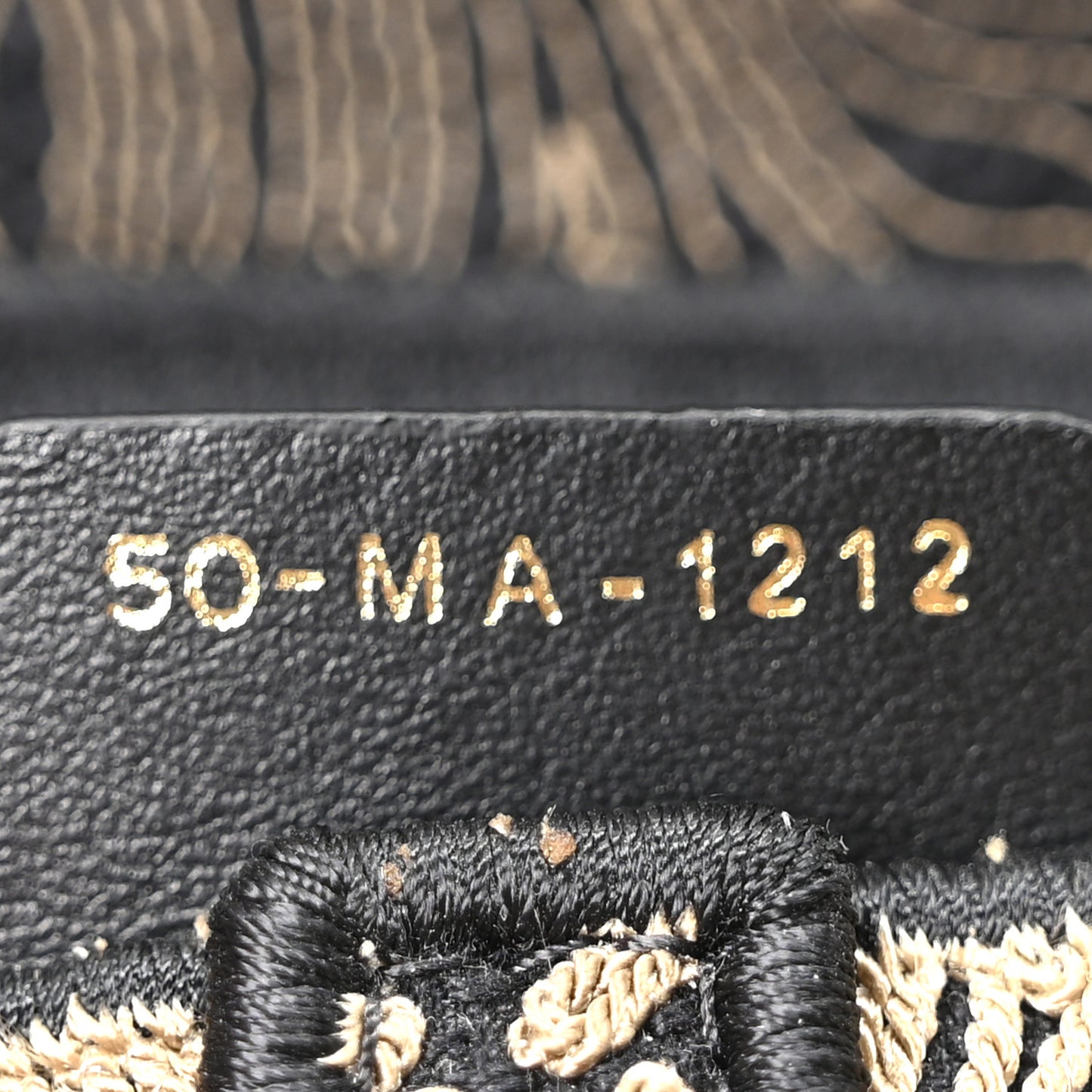 Canvas Embroidered Ornamental Cornely Saddle Bag Black Beige